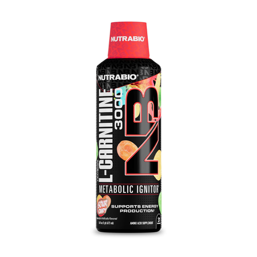 NutraBio L-Carnitine Liquid Shots bottle for quick energy support.