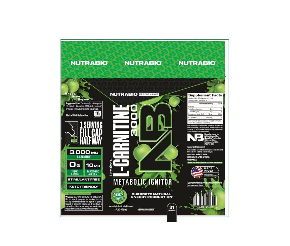 NutraBio L-Carnitine Shots pour demonstrates fast absorption and stimulant-free energy.
