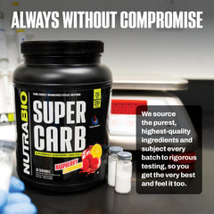 NutraBio label ingredients graphic communicates full disclosure and purity