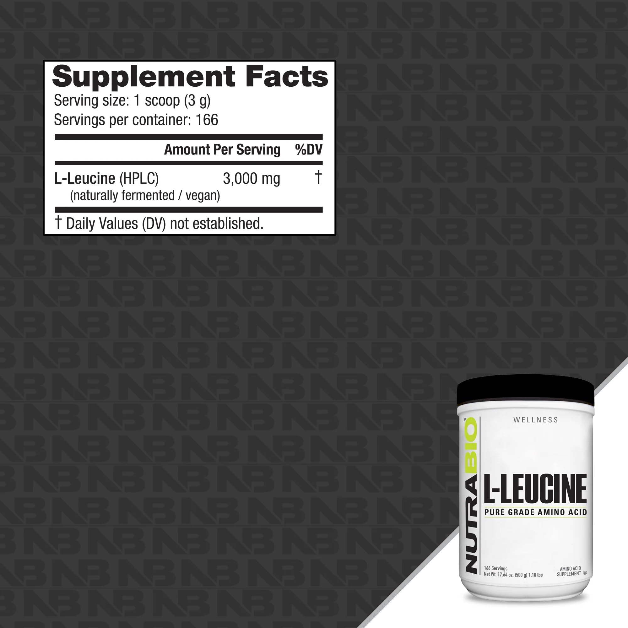 NutraBio Leucine measuring scoop for convenient serving portions