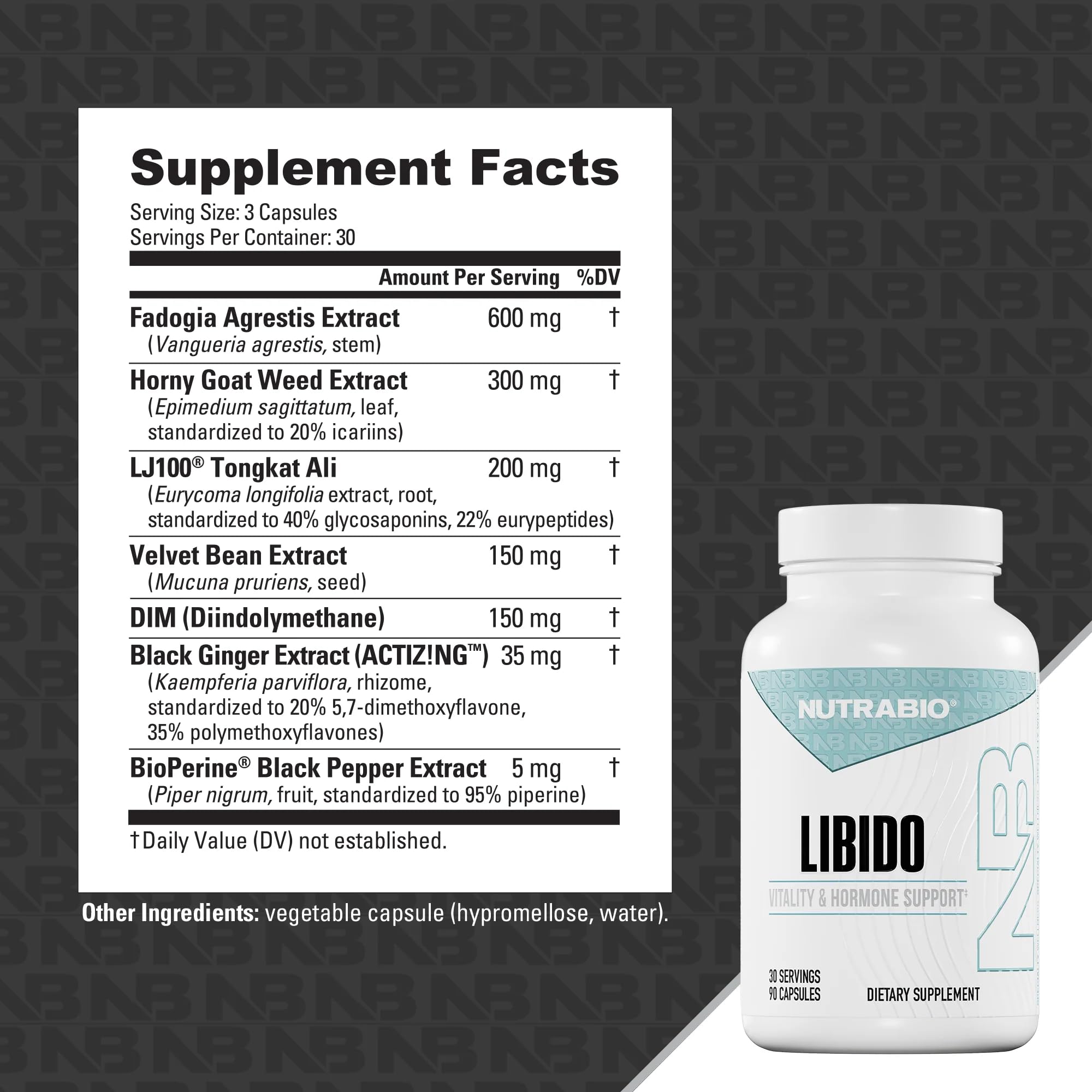 NutraBio Libido bottle in hero shot signaling enhanced drive and performance potential