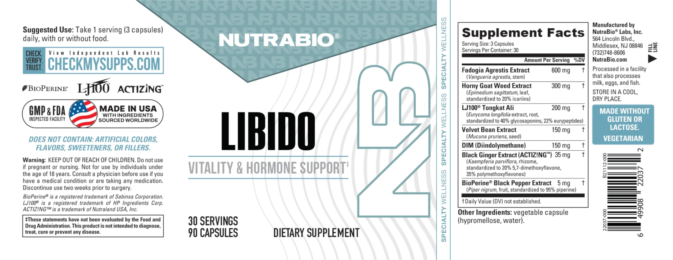 NutraBio Libido Velvet Bean ingredient for mood support
