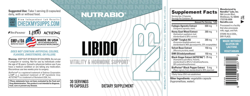 NutraBio Libido Velvet Bean ingredient for mood support