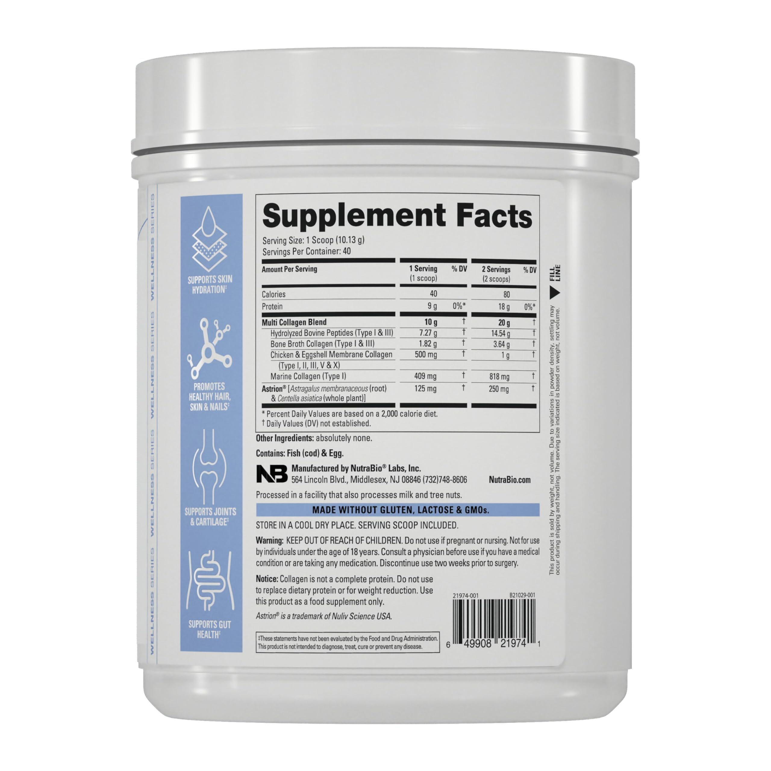 NutraBio powder unflavored blends into beverages without altering taste.