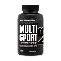 NutraBio Multisport for Women bottle front view shows a complete vitamin formula.