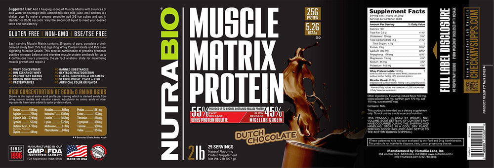 NutraBio Muscle Matrix shake ready for training or recovery.