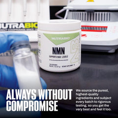 NutraBio NMN capsules in hand for on-the-go NAD+ support
