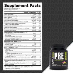 NutraBio PRE Workout old formula scoop beside bottle highlights ingredients for workouts
