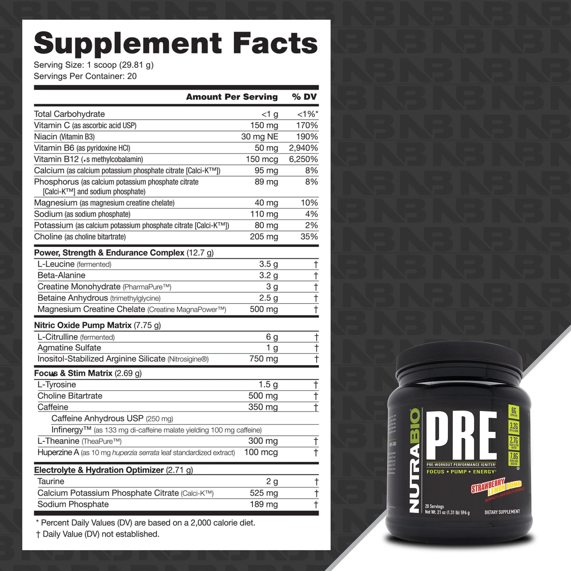 Glass of NutraBio PRE Workout drink ready for a training session