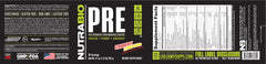 Retail display of NutraBio PRE Workout Old Formula with Strawberry Lemon Bomb flavor appeal