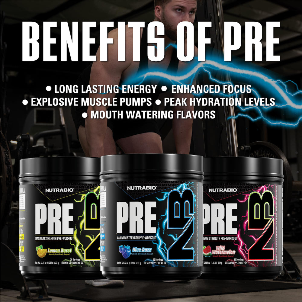 Caffeine boost visualization from NutraBio Preworkout Blue Razz fueling focus.