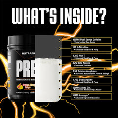 NutraBio Preworkout Orange Mango bottle closeup—premium packaging and flavor appeal