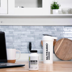 NutraBio Quercetin Advanced supplement facts panel features potent ingredients for wellness.
