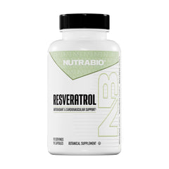 NutraBio Resveratrol 500mg bottle close-up highlighting premium antioxidant support