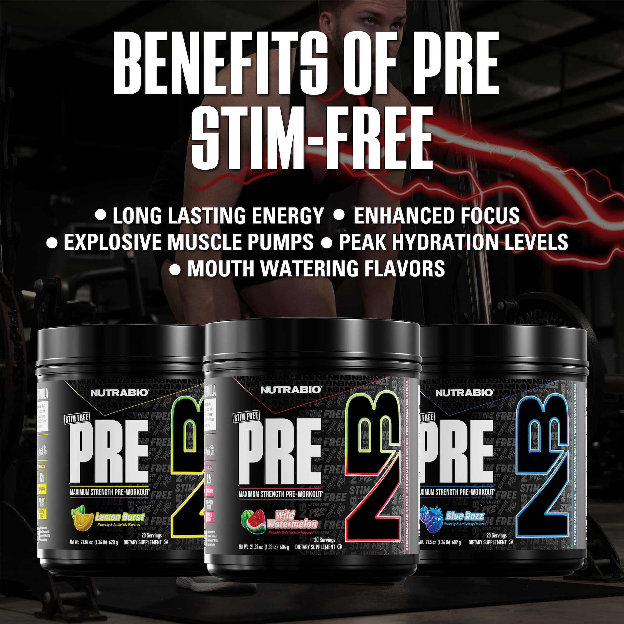NutraBio STIM-Free PRE Watermelon endurance frame with beta-alanine support