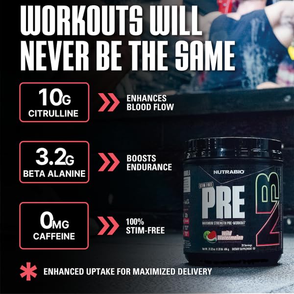 NutraBio STIM-Free PRE Watermelon mix in a glass for a clean pre-workout ritual