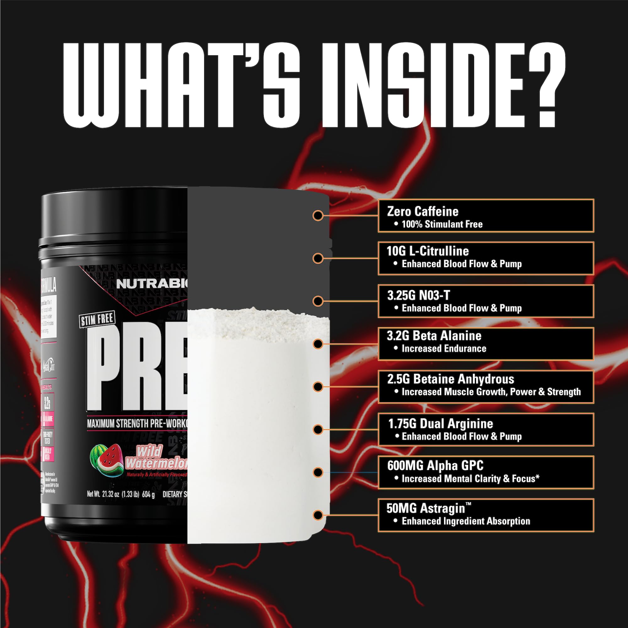 NutraBio STIM-Free PRE Watermelon powder dissolving smoothly for pre-workout energy
