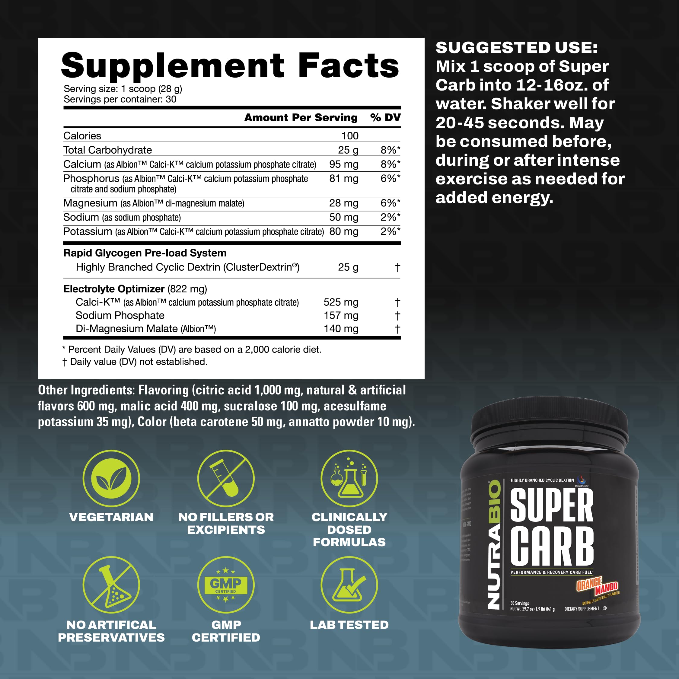 NutraBio Super Carb post-workout ritual shake for recovery energy.