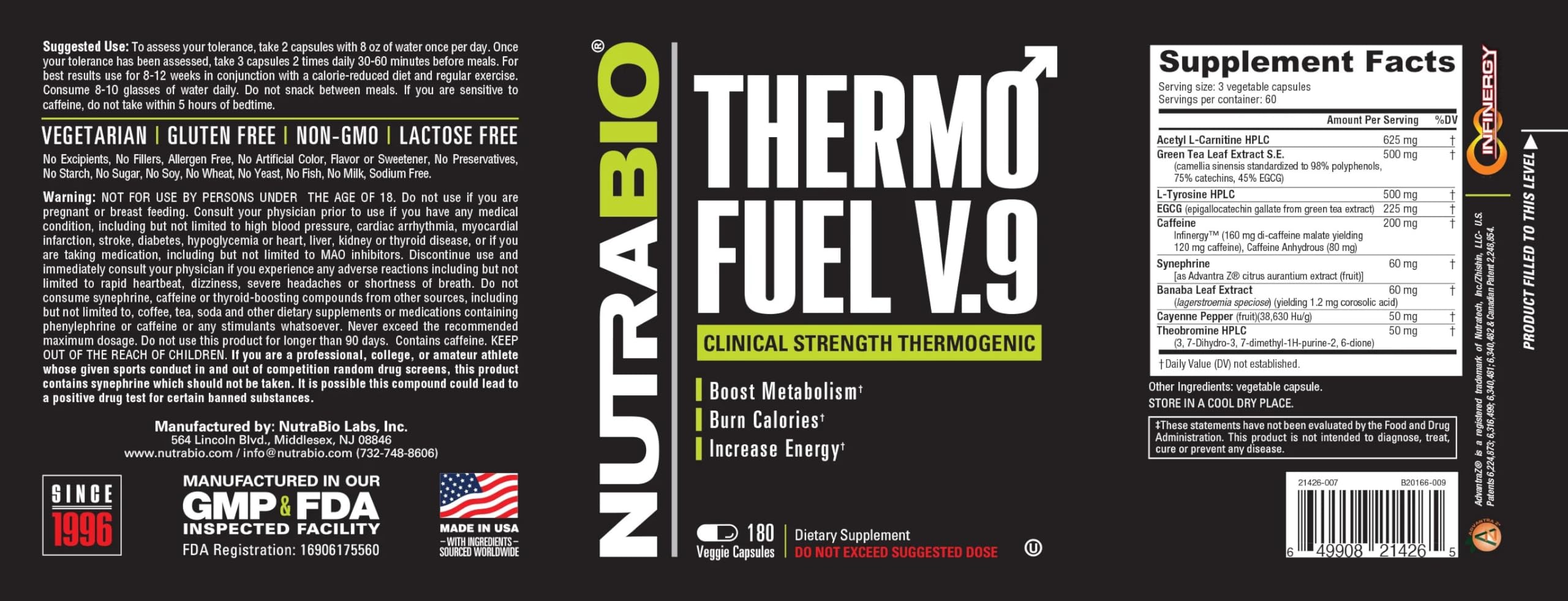 Close-up of NutraBio ThermoFuel capsules emphasizing easy swallowing and steady energy.