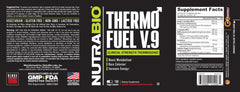 Close-up of NutraBio ThermoFuel capsules emphasizing easy swallowing and steady energy.