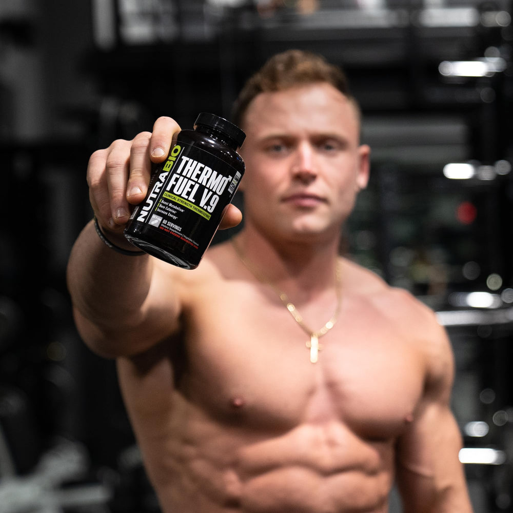 NutraBio ThermoFuel ingredients blend illustrating thermogenic support and fat metabolism potential.