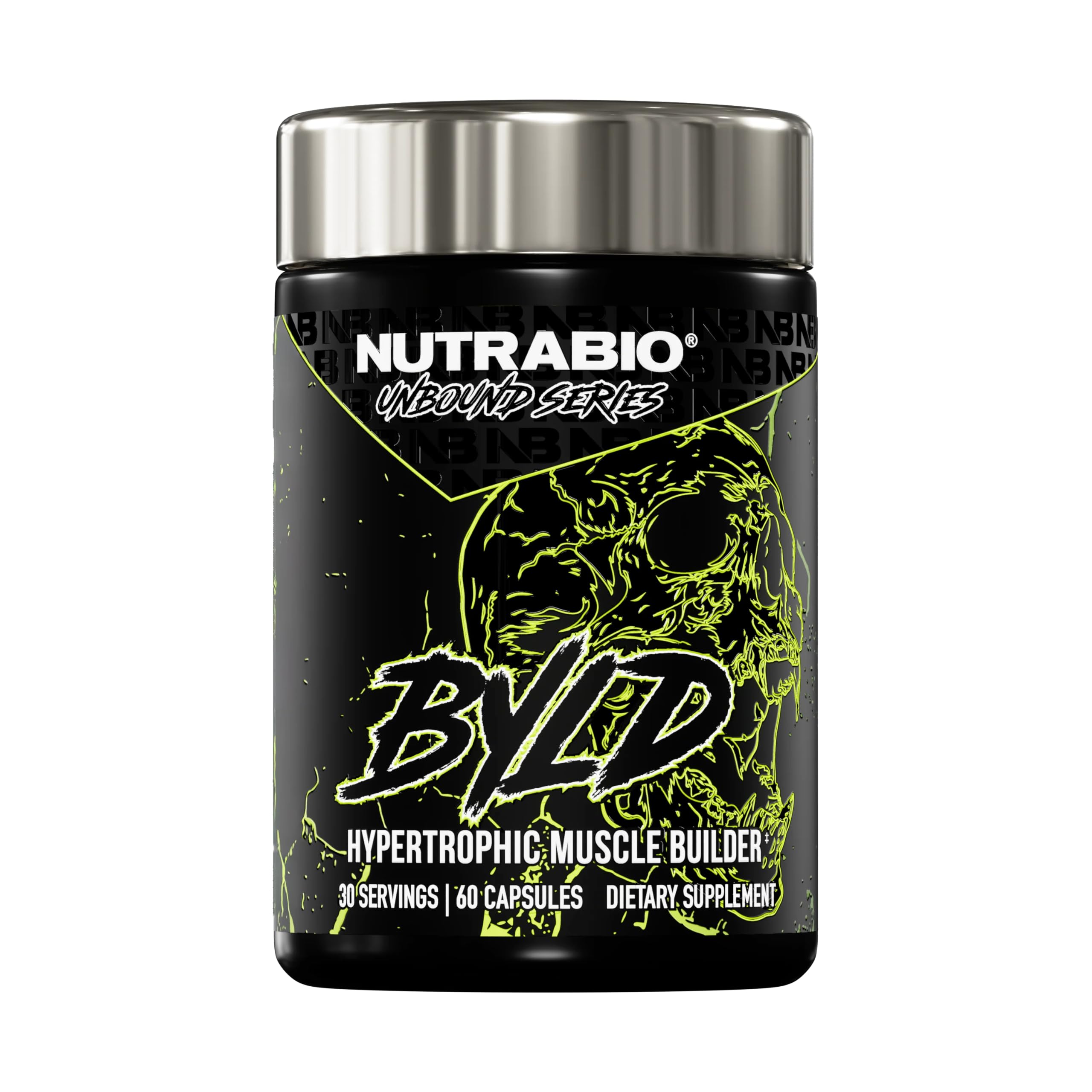 NutraBio Unbound BYLD bottle front for lean muscle support during workouts