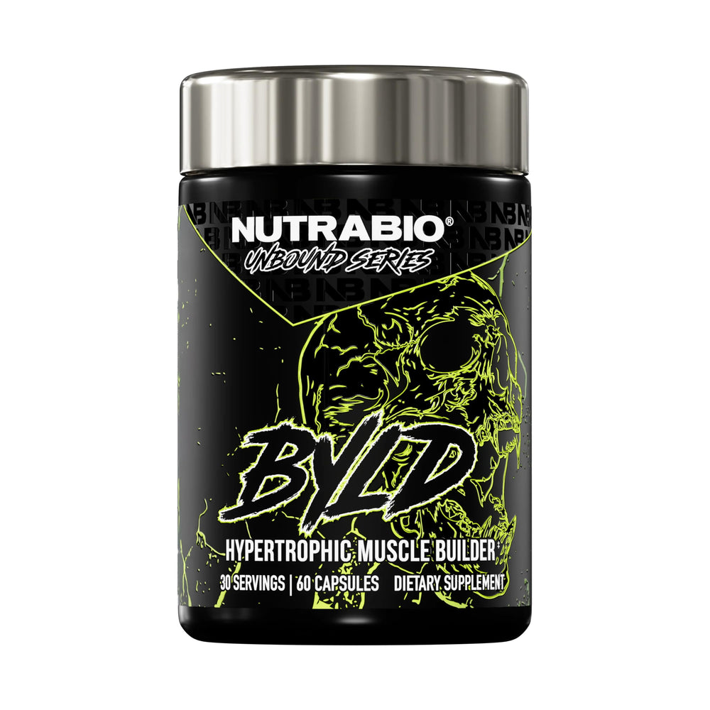 NutraBio Unbound BYLD bottle front for lean muscle support during workouts