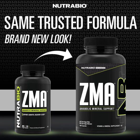 Close-up of NutraBio ZMA capsules for sleep and muscle recovery