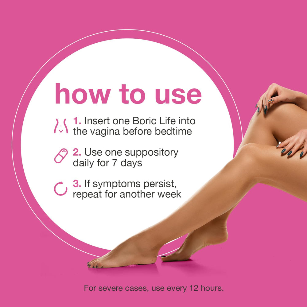 NutraBlast boric acid suppositories individual blister, compact for travel