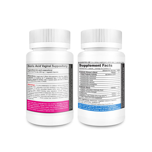 NutraBlast women's probiotics bottle with 50 billion CFU supports digestive and urinary health.