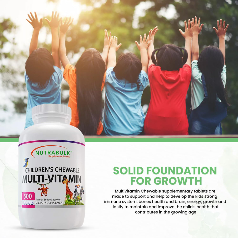 NutraBulk Children’s chewables elephants orange flavor to encourage routine vitamin intake.