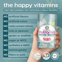 Vegan gluten free badge on Nutramin Mood Boost packaging