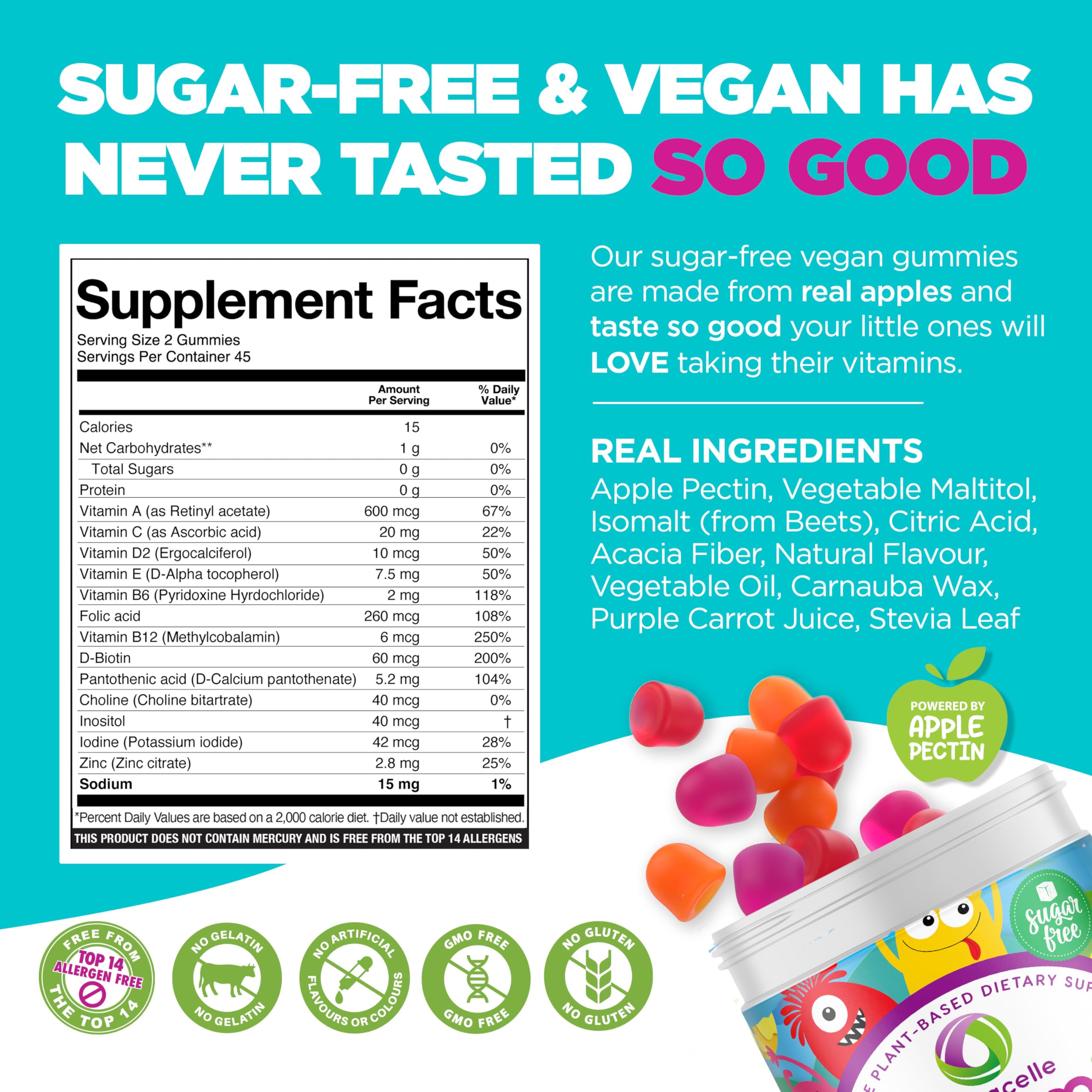 Nutracelle Nutramin orange gummy bottle offers tasty daily vitamins