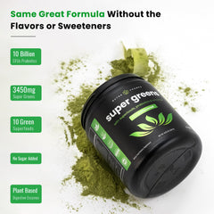 NutraChamps Super Greens daily serve emphasizes quick greens boost for busy days.