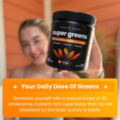 NutraChamps Super Greens mango jar emphasizes tropical flavor and energy.