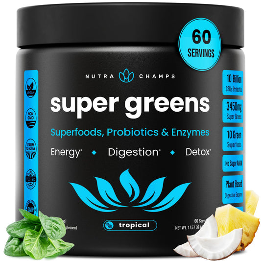 NutraChamps Super Greens Tropical Tub for daily nutrition and convenience.