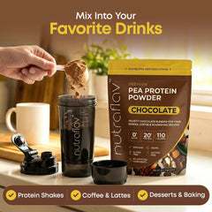 Nutraflav chocolate protein dessert mix blends smoothly into treats.