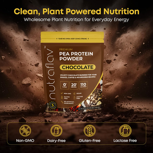 Nutraflav chocolate protein shake glass showing creamy texture.