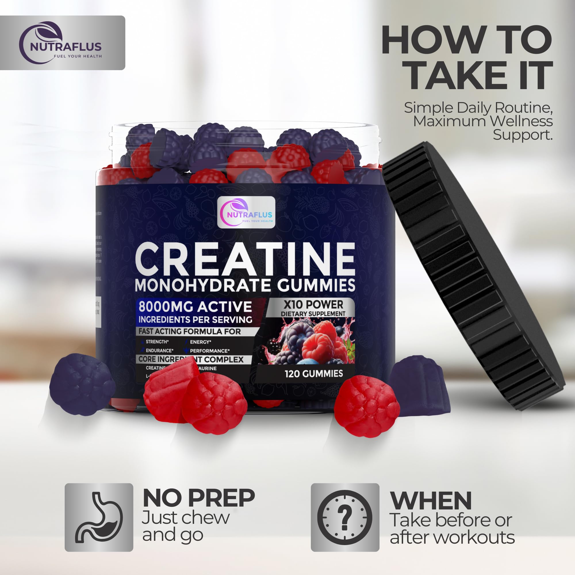 Gummy pour into hand before workout signals convenient pre-workout option