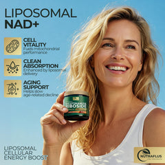 Nutraflus NAD Resveratrol capsules close-up highlighting clean, non-GMO formula.