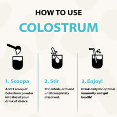 Pouring Nutragenis Colostrum powder into water for easy daily use.