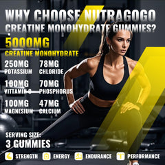 NUTRAGOGO creatine gummy 135-count bottle supports easy daily supplementation.