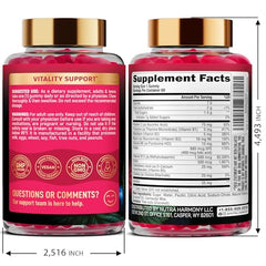 NutraHarmony B-Complex gummies close-up highlighting berry flavor.