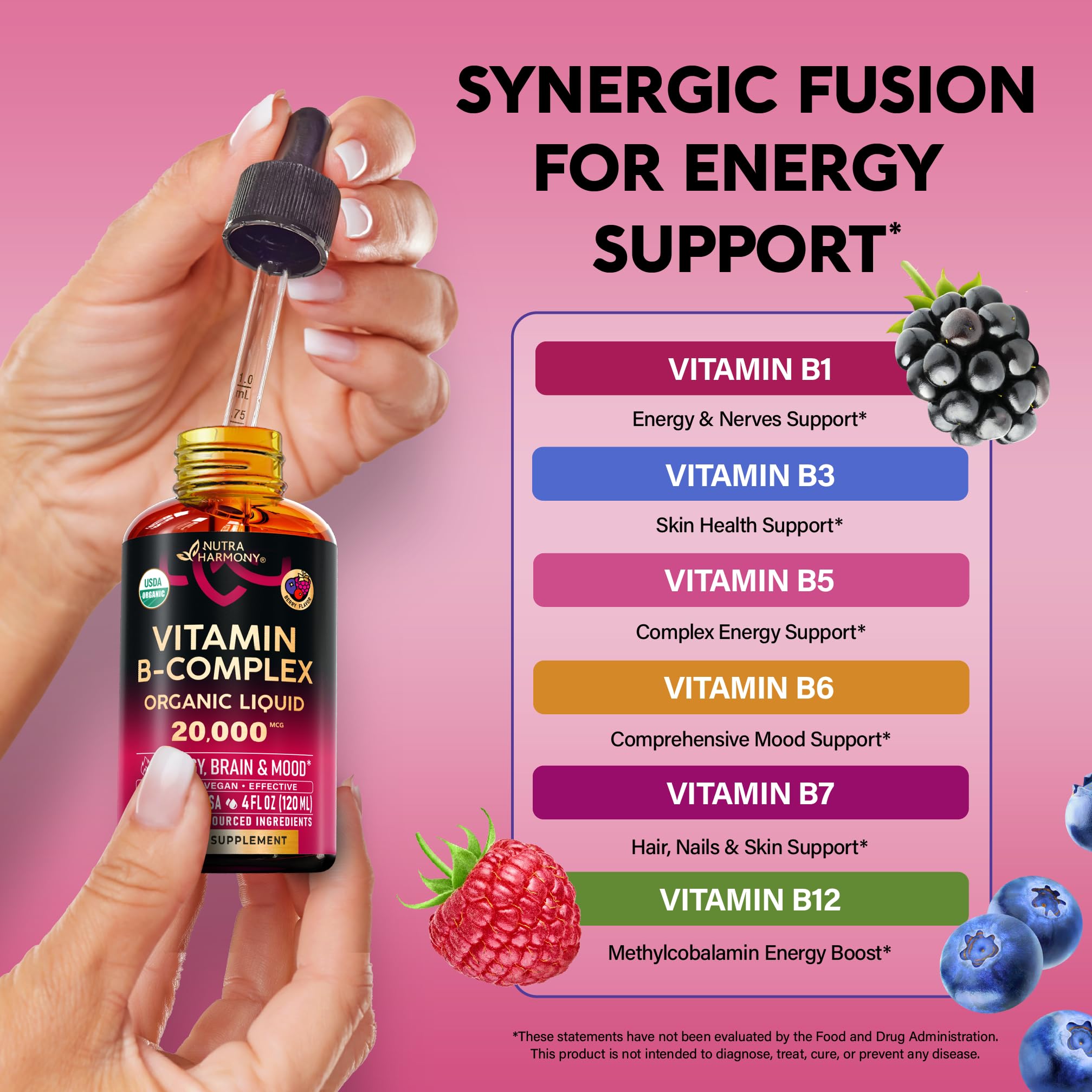 NutraHarmony B6 Pyridoxine Drops feature a user-friendly bottle for steady focus.