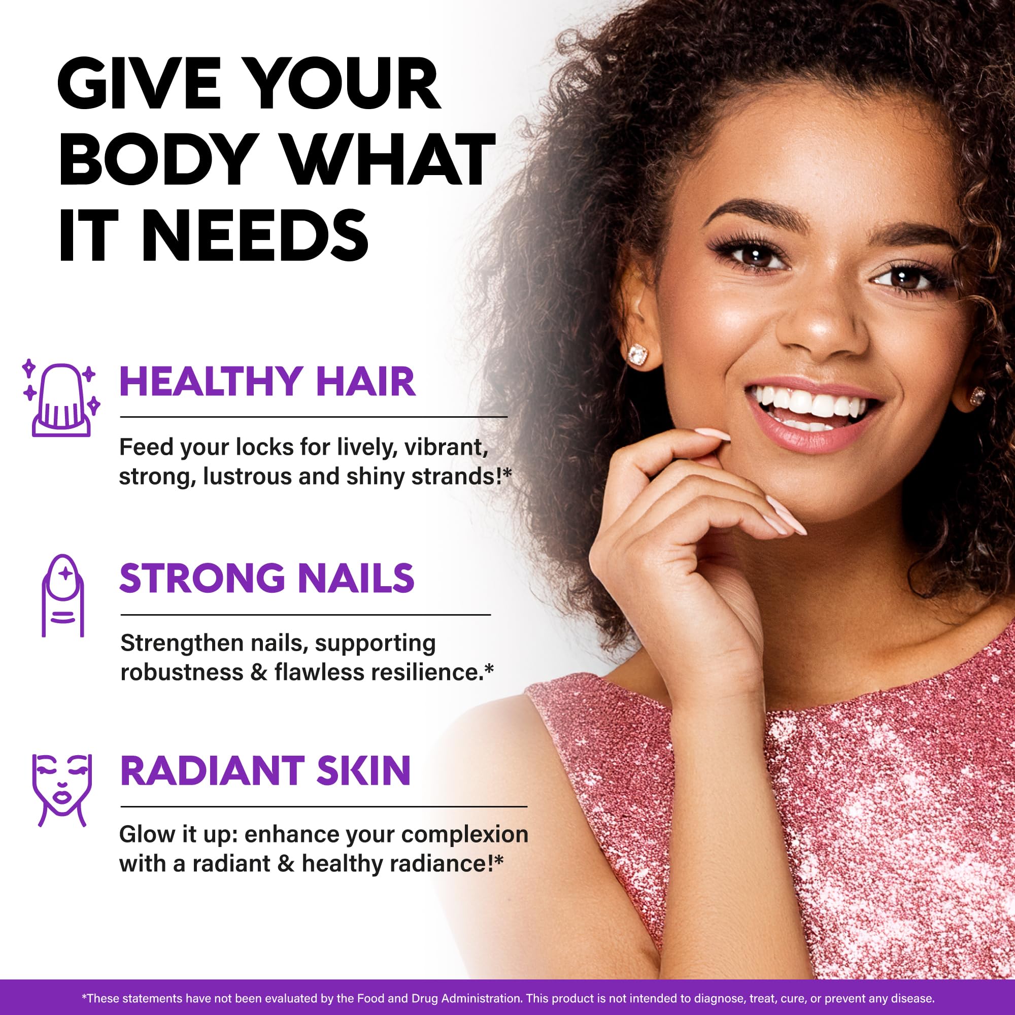 NUTRAHARMONY Biotin Collagen gummies provide nail strength and resilience.