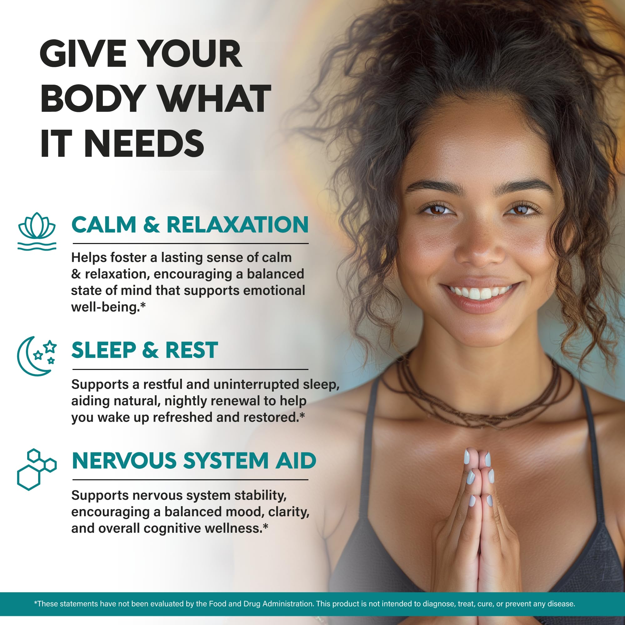 NUTRAHARMONY calm mood support label close-up highlighting magnesium and B vitamins.