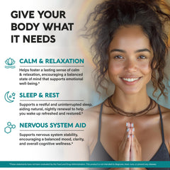 NUTRAHARMONY calm mood support label close-up highlighting magnesium and B vitamins.
