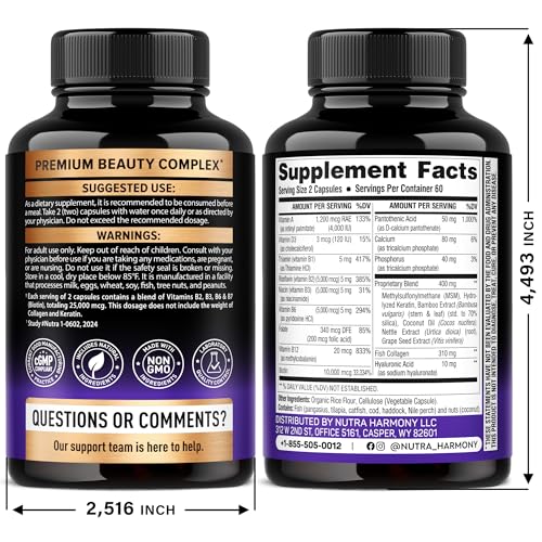 NutraHarmony capsules close-up highlighting the nutrient blend for hair and skin health.