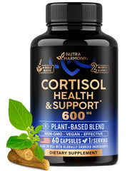 NUTRAHARMONY cortisol supplement bottle for daily balance and focus.