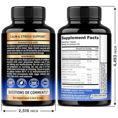Close-up of NutraHarmony capsules, highlighting plant-based blend for stress management and focus.